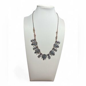 Vintage Avon Enamel Tulip Rhinestone Necklace Floral Whimsy‎ Bronze Tone